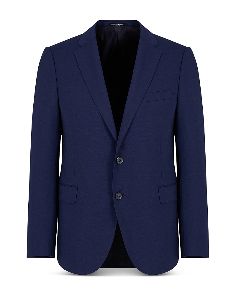 Emporio Armani Stretch Slim Fit Blazer In Solid Dark
