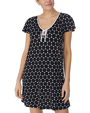 Shop Kate Spade New York Short Sleepshirt In Black Dot