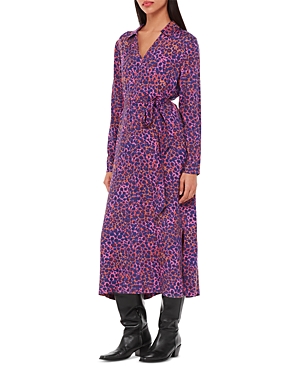Shop Whistles Mottled Leopard Print Midi Dress In Pink/multi