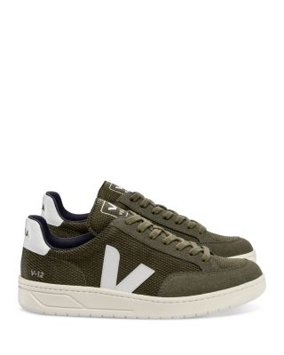 Men's V-12 Lace Up Mesh and Leather Sneakers