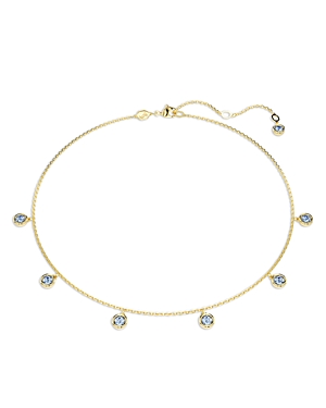 Shop Swarovski Imber Bezel Front Necklace, 15 In Blue/gold