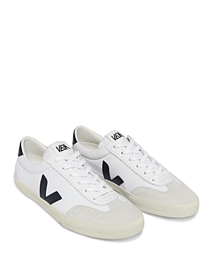 Shop Veja Men's Volley Lace Up Sneakers In White/black