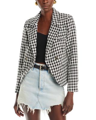 AQUA - Houndstooth Tweed Cutaway Blazer - Exclusive