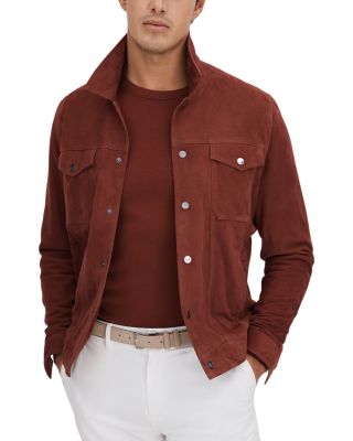 REISS - Nico Long Sleeved Suede Press Stud Jacket