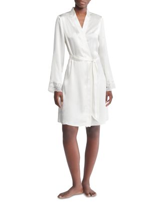 Calvin Klein Silk Lace Trim Robe | Bloomingdale's Women