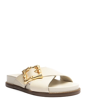 Shop Schutz Women's Enola Crossover Strap Slide Sandals In White