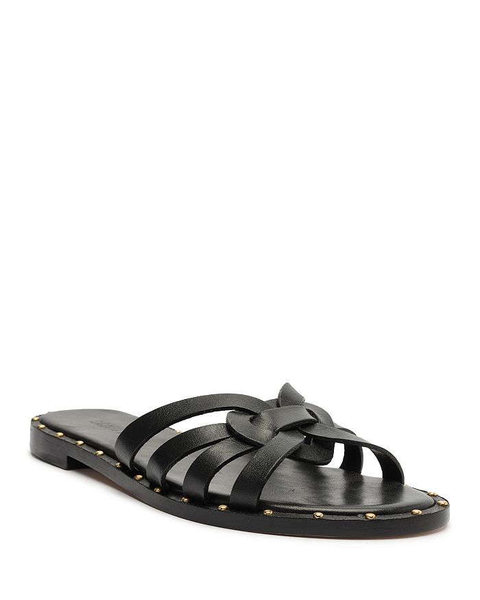2 Strap Thong Sandal With Small Trim - Black