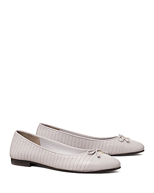 Tory Burch Quilted Cap Toe Ballet Flat In Bay Gray