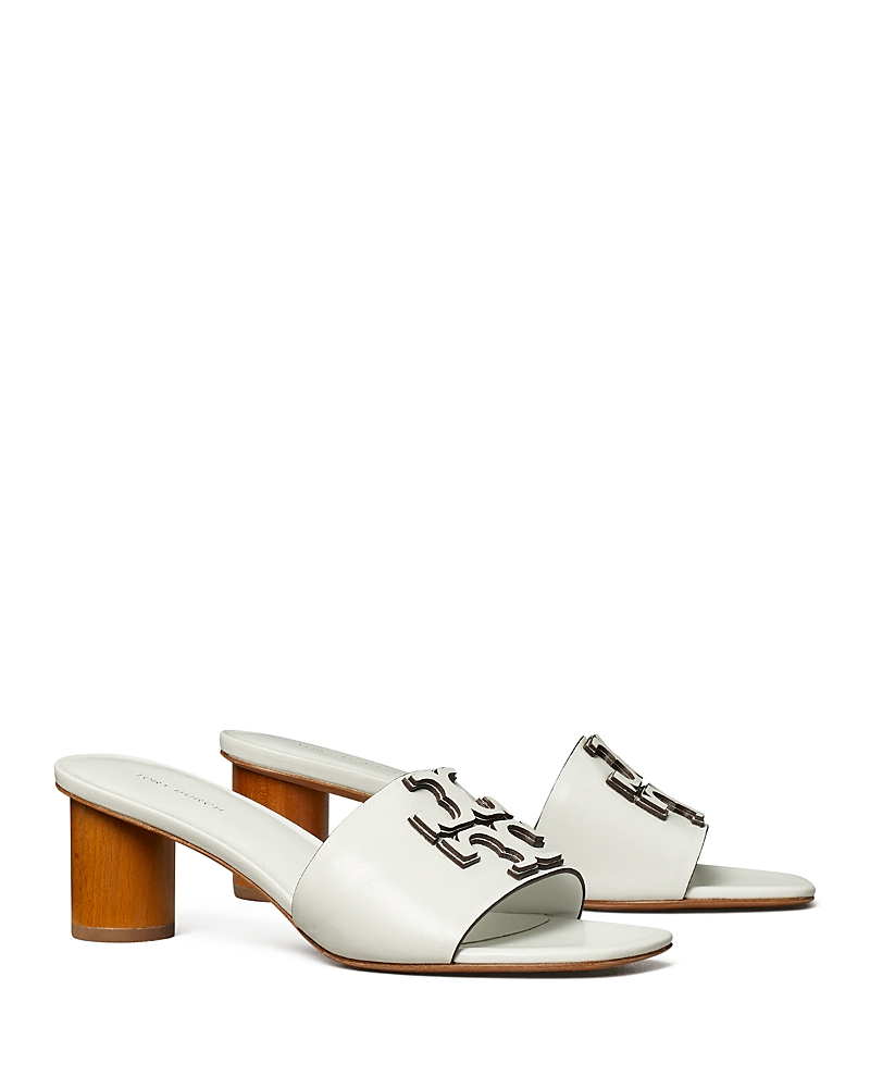 Tory Burch Ines Leather Logo Mule Sandals In Gardenia