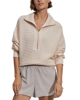 Varley - Tara Cotton Pointelle Half Zip Sweater