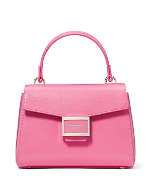 Shop Kate Spade New York Katy Shiny Textured Leather Small Top Handle Bag In Mandavilla