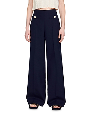 Shop Sandro Alessi Wide Leg Trousers In Deep Blue