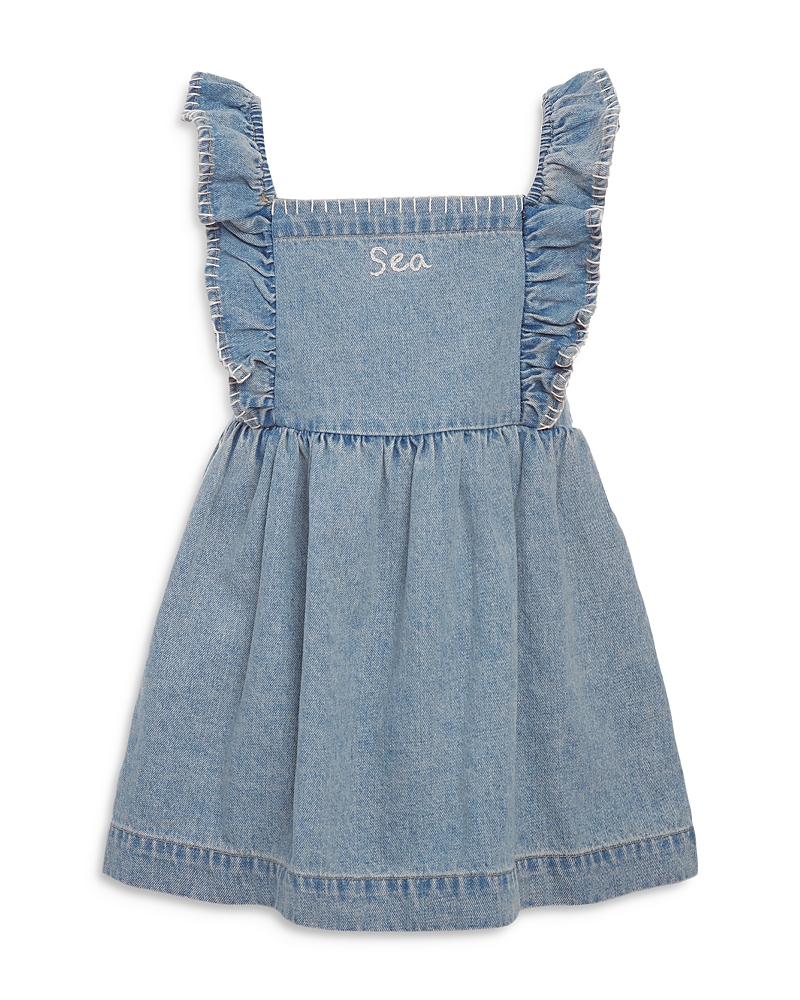 Sea Girls' Marion Mended Denim Flutter Sleeve Dress - Little Kid, Big Kid