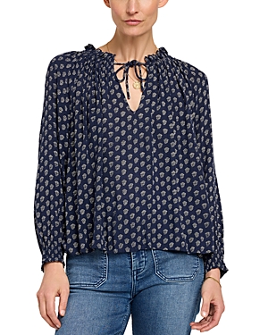 Shop Faherty Emery Peasant Blouse In Lotus Floral