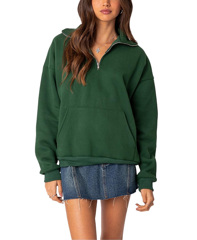 Edikted Oversized Quarter Zip Sweatshirt