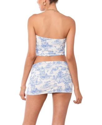 Delft Print Strapless Top