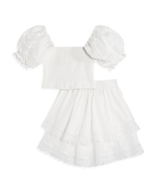 Peixoto Girls' Simone Cotton Eyelet Trim Skirt Set - Big Kid