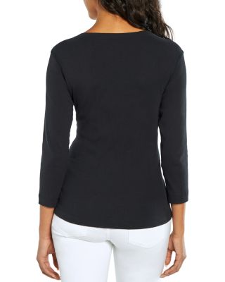 Cotton V Neck Three Quarter Sleeve Tee