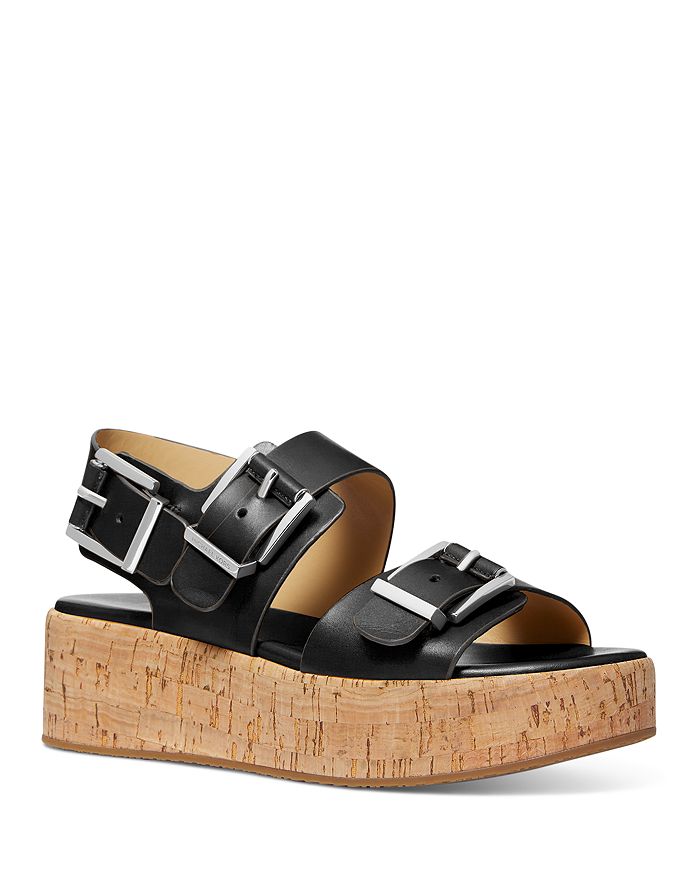 Michael Kors Women's Colby Triple Buckle Black Flatform Sandals