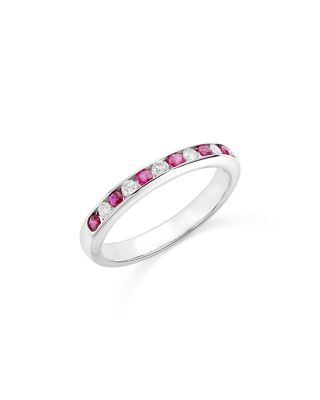 Bloomingdale's Fine Collection - Ruby & Diamond Band in 14K White Gold