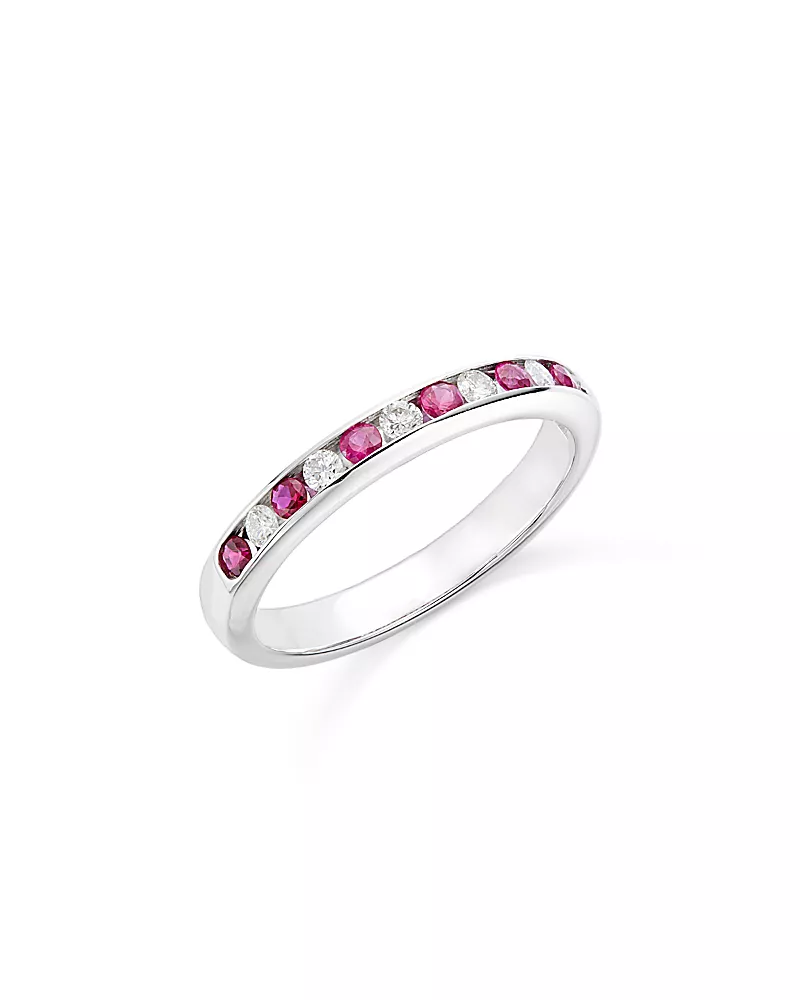 Bloomingdale's Fine Collection Ruby & Diamond Band in 14K White Gold