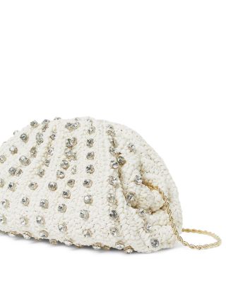 Bailey Embellished Pleated Raffia Clutch