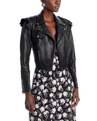 LoveShackFancy - Torrez Leather Ruffle Trim Jacket