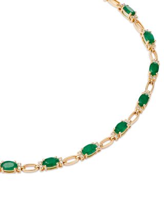 Emerald & Diamond Tennis Bracelet in 14K Yellow Gold