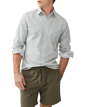 Shop Rodd & Gunn Underwood Printed Cotton Slim Fit Shirt In Autumn