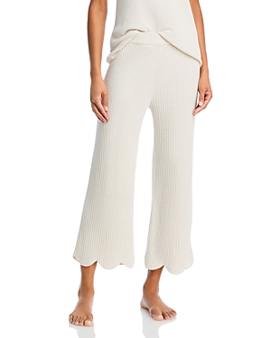 Shop Barefoot Dreams Cozychic Ultra Lite Scallop Cropped Pants In Sand Dune