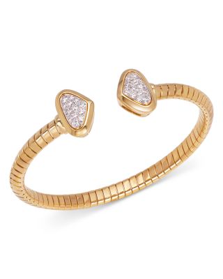 Marina B 18K Yellow Gold Trisolina Diamond Big Castanga Pave Bangle Bracelet