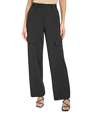 Shop Dkny High Rise Cargo Pants In Black