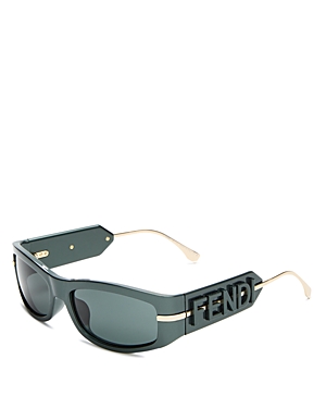 Shop Fendi Graphy Square Sunglasses, 57mm In Green/green Solid