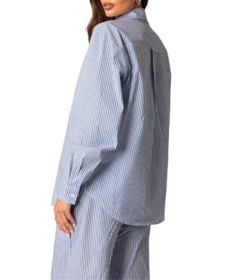 Oversized Pinstripe Button Up Shirt