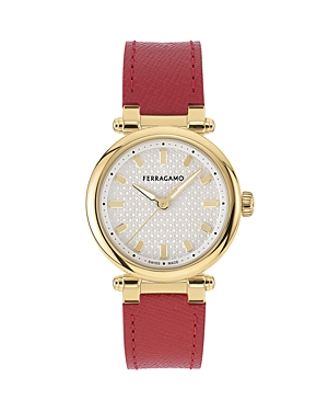 Shop Ferragamo Softy Watch, 30mm In Silver/red