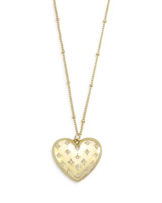 Aqua Pave Puffed Heart Pendant Necklace, 16 - Exclusive