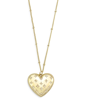 Shop Aqua Pave Puffed Heart Pendant Necklace, 16 - 100% Exclusive In Gold
