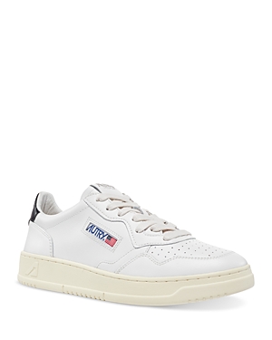 Autry Men's Medalist Leather Low Top Sneakers In White/black