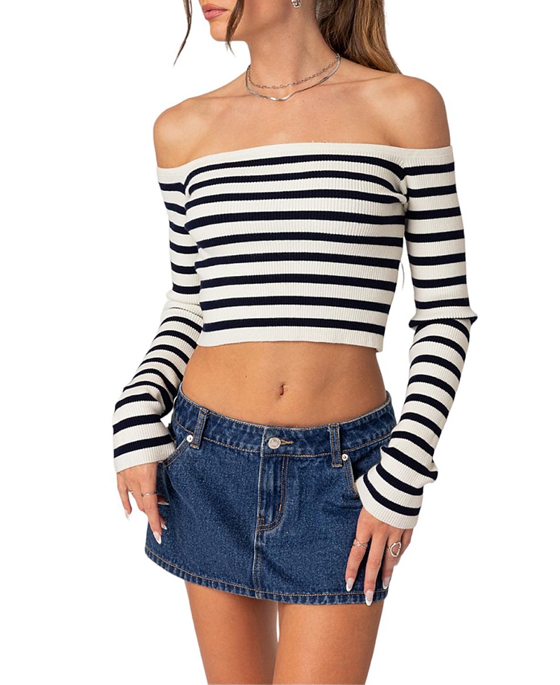 EDIKTED MIRANDA OFF SHOULDER KNIT TOP