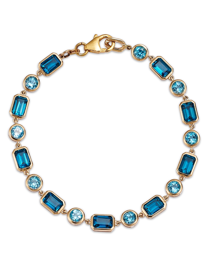 Bloomingdale's Fine Collection Blue Topaz Link Bracelet in 14K Yellow Gold