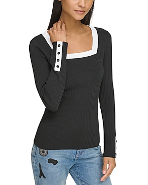 Ribbed Square Neck Sweater