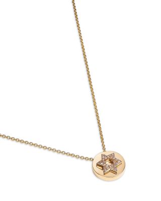 Diamond Star of David Pendant Necklace in 14K Yellow Gold, 0.09 tcw
