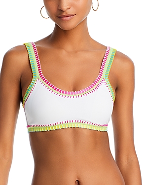 Shop Platinum Inspired By Solange Ferrarini Crochet Trim Bikini Top In Waterlily