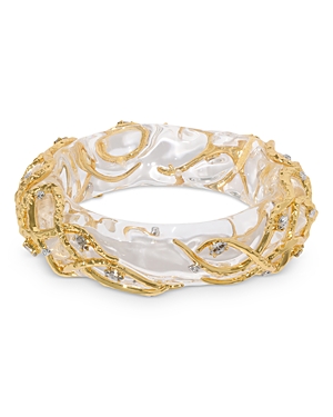 Shop Alexis Bittar Liquid Vine Lucite Hinge Bracelet In Clear/gold