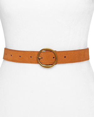 Shop Frame Leather Circle Belt In Tan Suede
