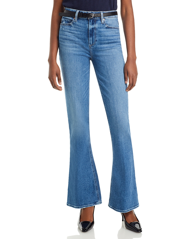 Paige Colette Raw Hem High Waist Crop Flare Jeans In Rock Show Distressed