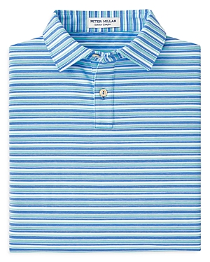 Shop Peter Millar Boys' Oakland Stripe Performance Jersey Polo Shirt - Big Kid In Bonnet