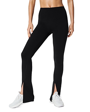 Shop Spanx Booty Boost Core Luxe Front Slit Leggings In Very Black