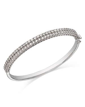 Shop Bloomingdale's Diamond Double Row Bangle Bracelet In 14k White Gold, 3.0 Ct. T.w.