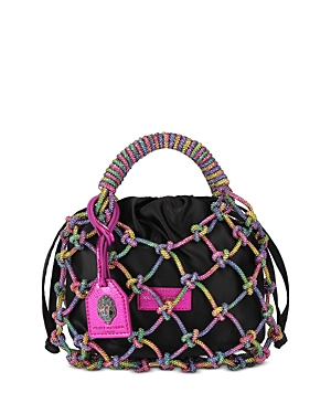 Kurt Geiger Small Embellished Macrame Tote In Charcoal